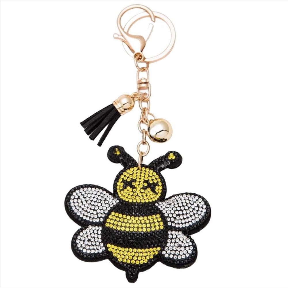Bling Rhinestone Puffy 🐝 Yourself Key and Bag Ring.